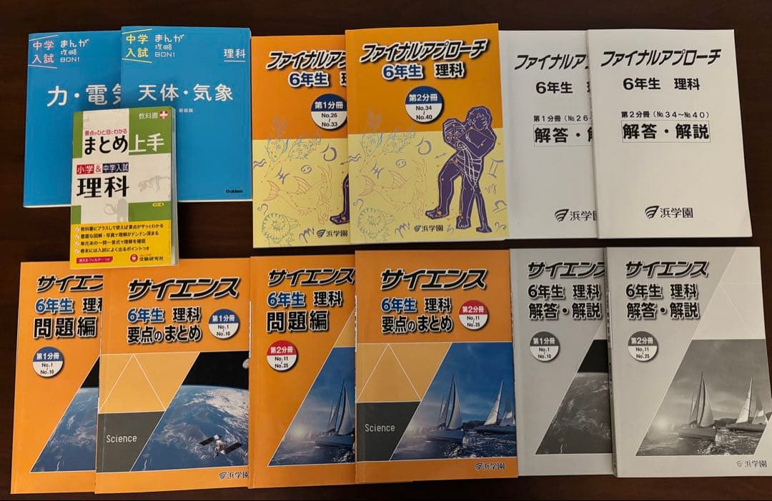 2025年度 浜学園 小6 理科 セット まとめ上手 まんが攻略BON!