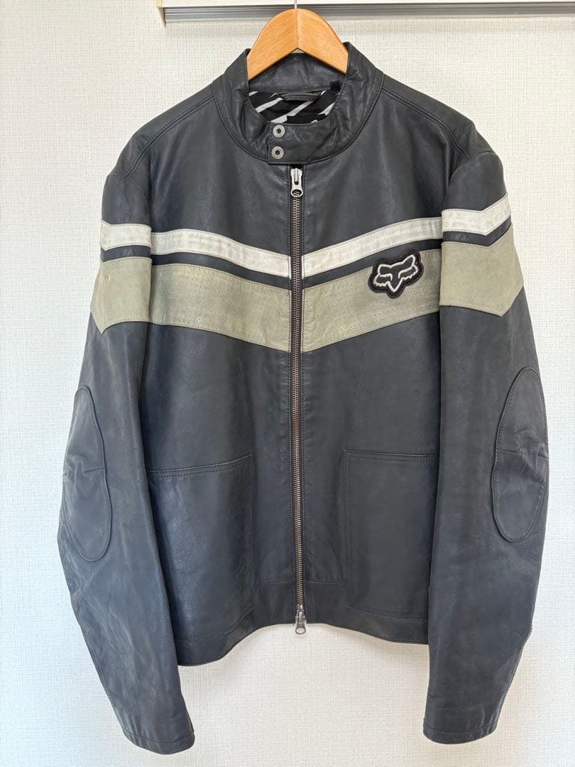 90s~00s Fox Racing レーシング レザー ライダースジャケット