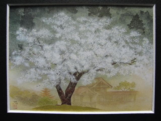 霜鳥 忍 【春・京北百年桜】 希少画集画、状態良好、新品高級額装付