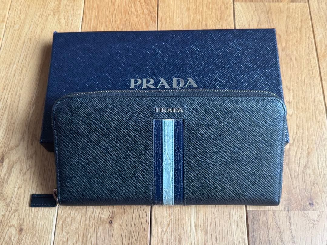 プラダ PRADA 長財布 サフィアーノ クロコダイル ブルー