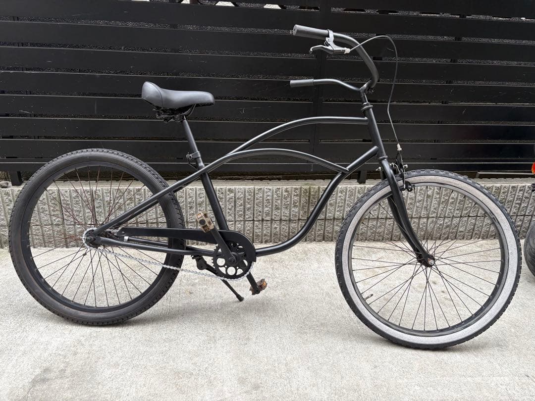 【引き取り限定】ビーチクルーザー 26インチ マットブラック 自転車 楽天市場】ビーチクルーザー 自転車 26インチ shimano 6段変速 前後