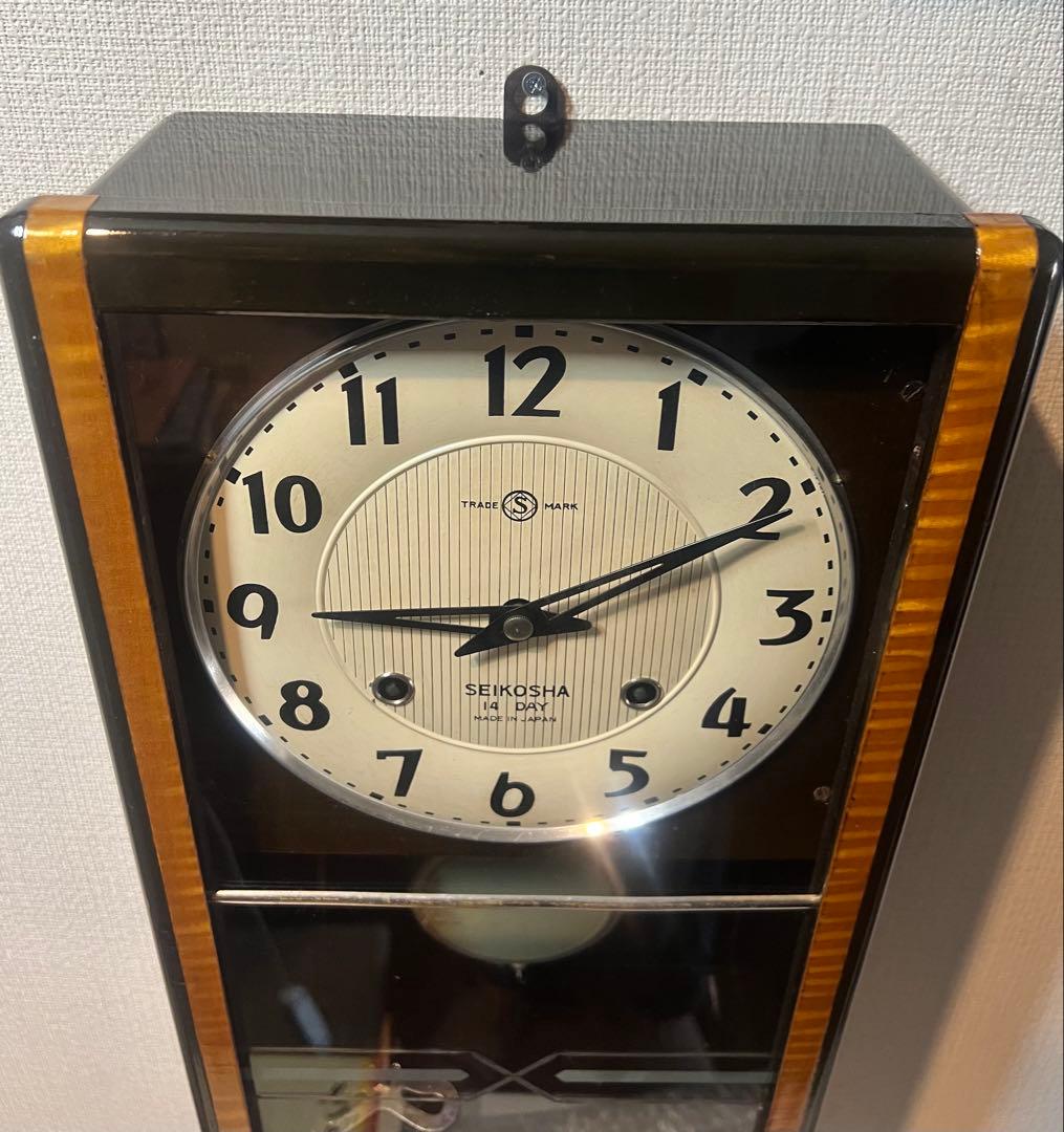 精工舎14DAY振り子時計ゼンマイ掛け時計柱時計ボンボン時計古時計 稼働