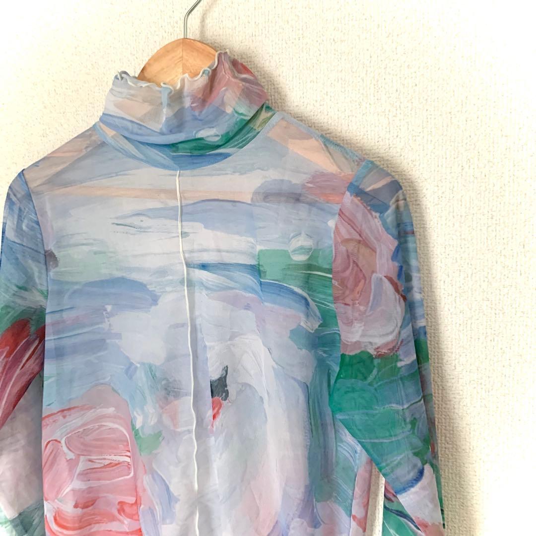 POPPY スワンシースルートップス 水色 フラワー 花柄 あさぎーにょ