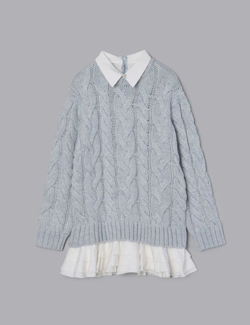 olu.　フリルレイヤードケーブルニット　ミニワンピ　1 フリルレイヤードケーブルニット