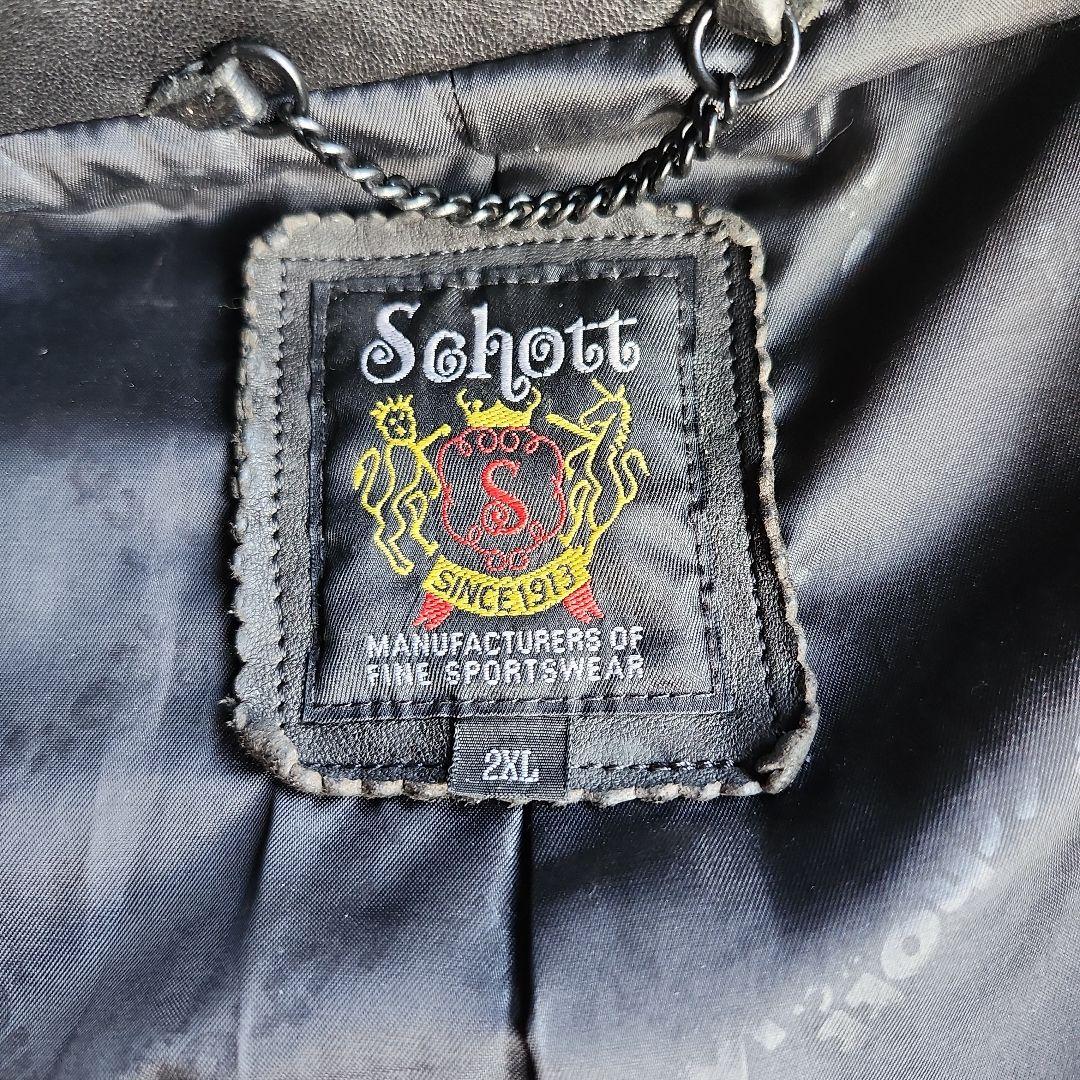 Schott ブラック レザー シングルライダース 2XL 楽天市場】Schott ショット シングル ライダースジャケット 641