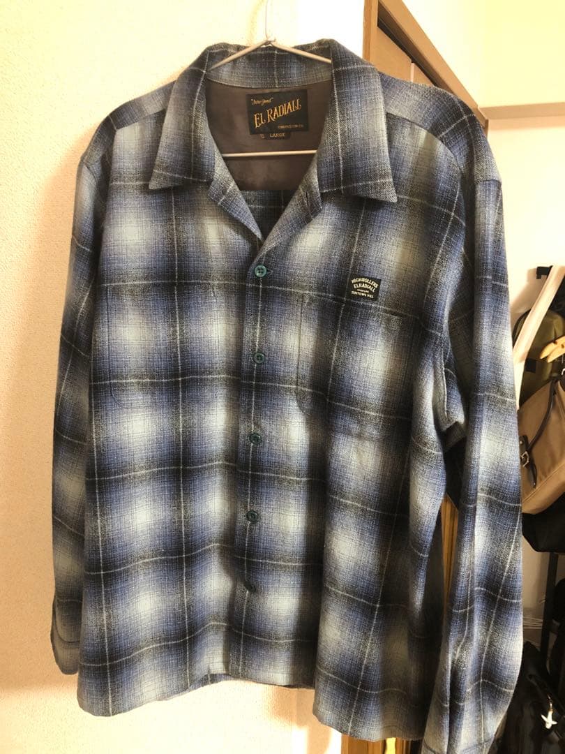 [RADIALL/ラディアル] オンブレチェックウール長袖シャツ ブルー系　L