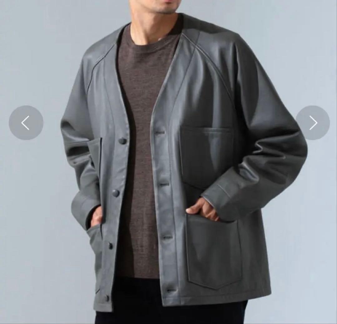 B:MING by BEAMS レザージャケット　レザーカーディガン　ノーカラー