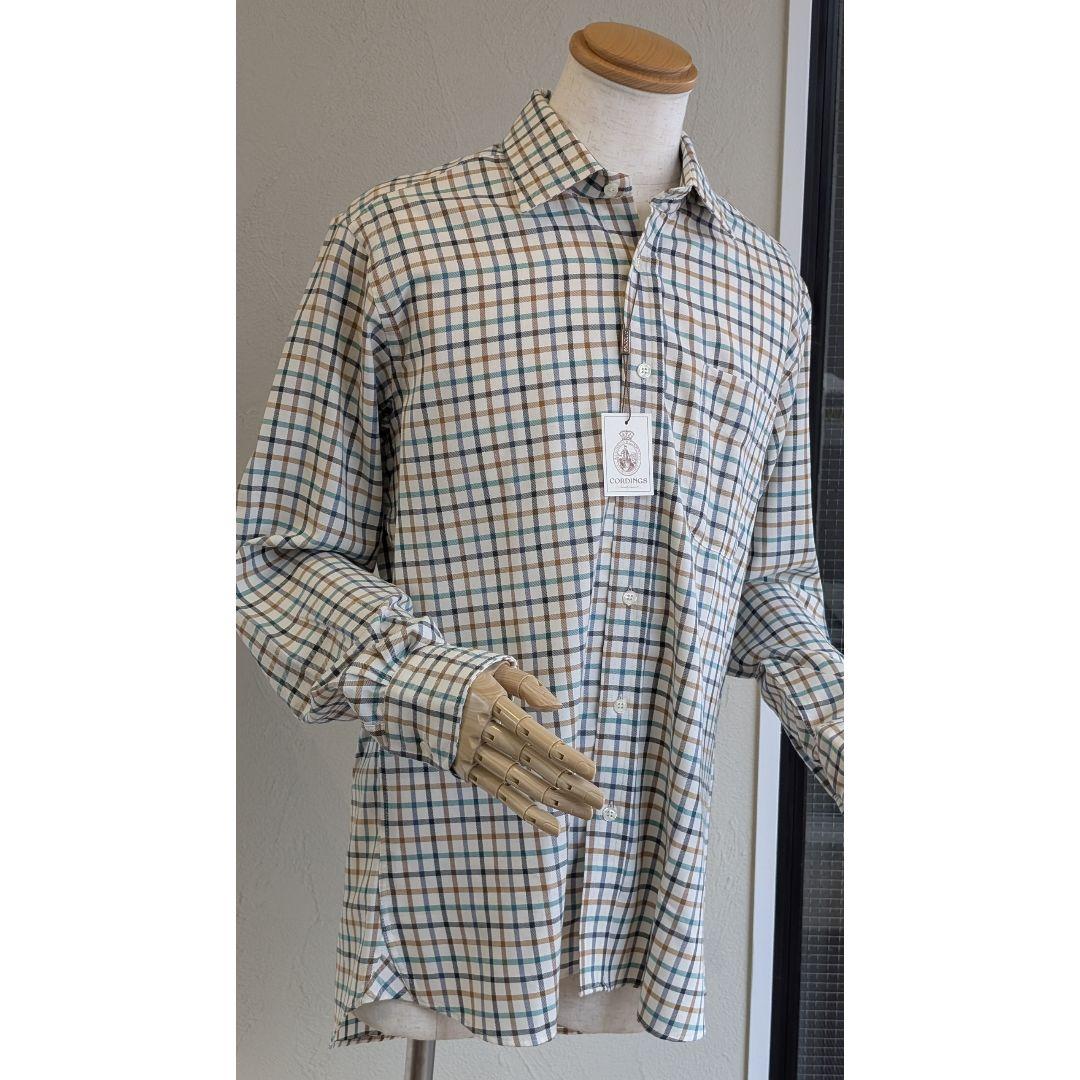 新品タグ付きCORDINGSコットンウールシャツSHJ298チェックサイズ16