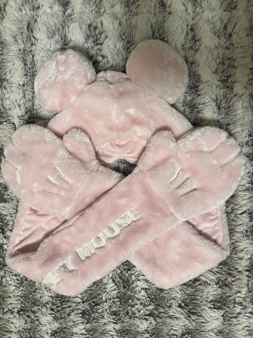 ディズニー マフラーキャップ ミニーちゃん ピンク - メルカリ