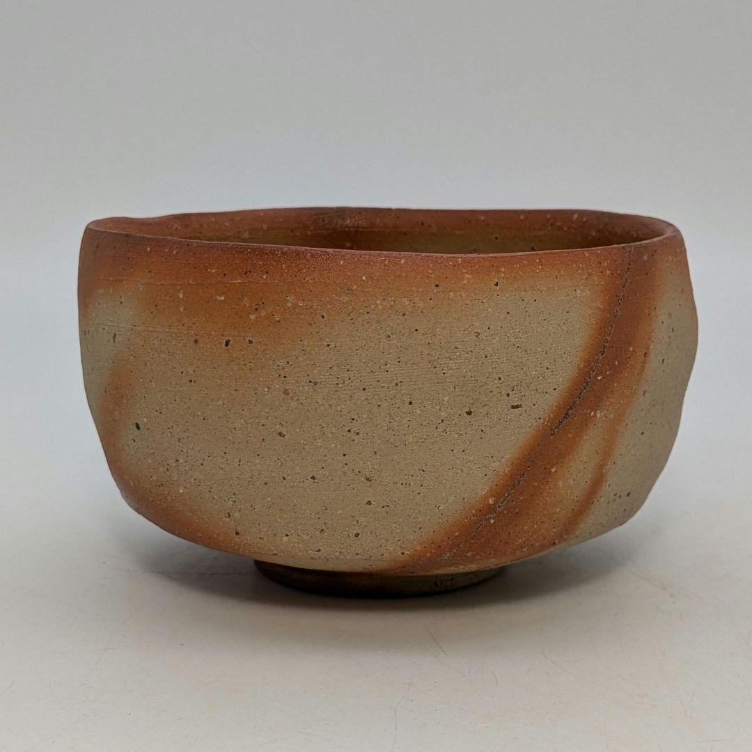 初代森陶岳 備前焼 緋襷茶盌 合箱合布 折松葉印 抹茶碗 抹茶茶碗