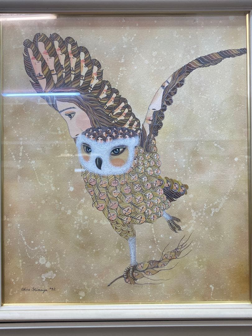 島谷晃 画 アクリル画「宙より」 1992年 肉筆 真作