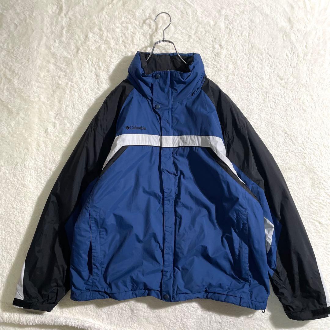 コロンビア　中綿　ナイロンジャケット　ネイビー　ブラック　ＸＬ　切替デザイン
