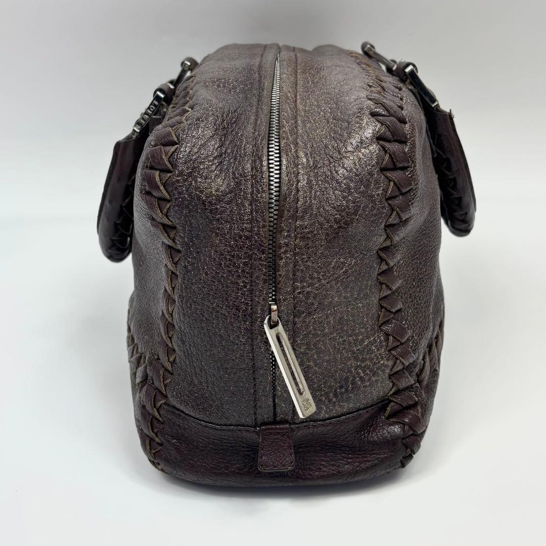 廃盤 LOEWE アマソナ 36 編み込み ブラウン ハンドバッグ アナグラム