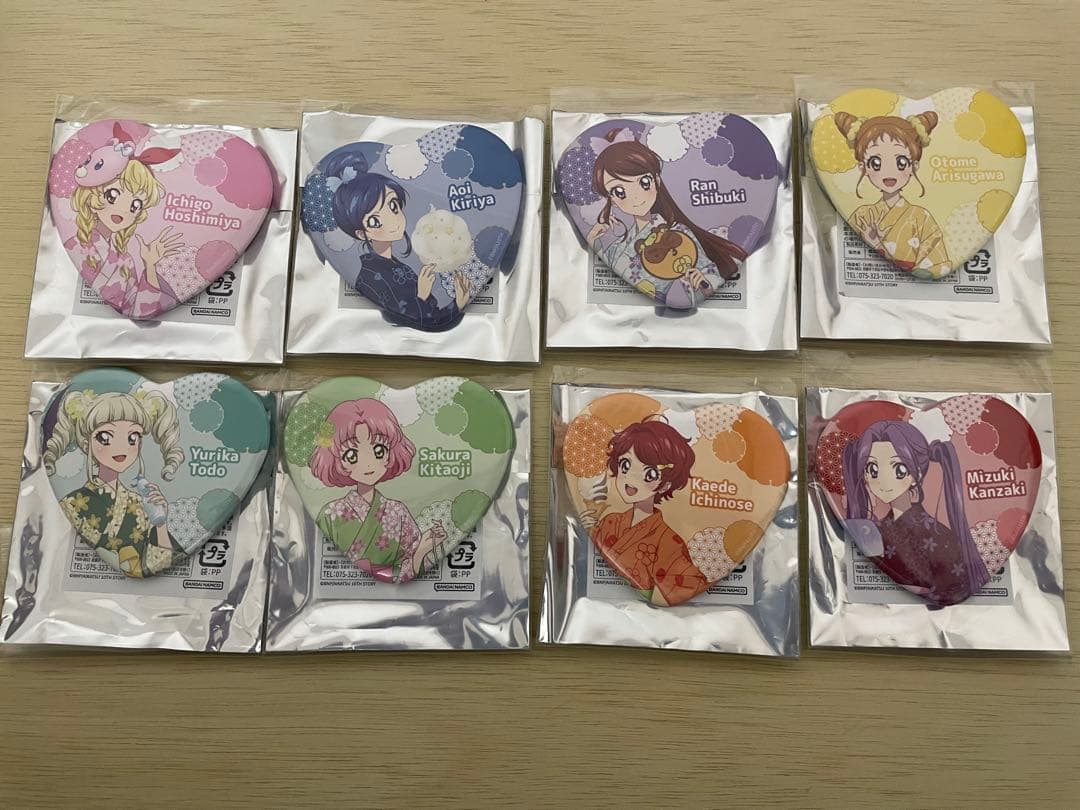 アイカツ 秋葉原 アトレ ガラポンB賞 ハート型缶バッジ 8種