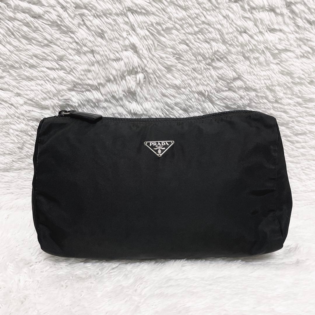 プラダ☆メイクポーチ 小物入れ マルチケース 化粧品入れ 三角ロゴ ブラック 楽天市場】プラダ PRADA 化粧ポーチ メイクポーチ マルチケース 三角