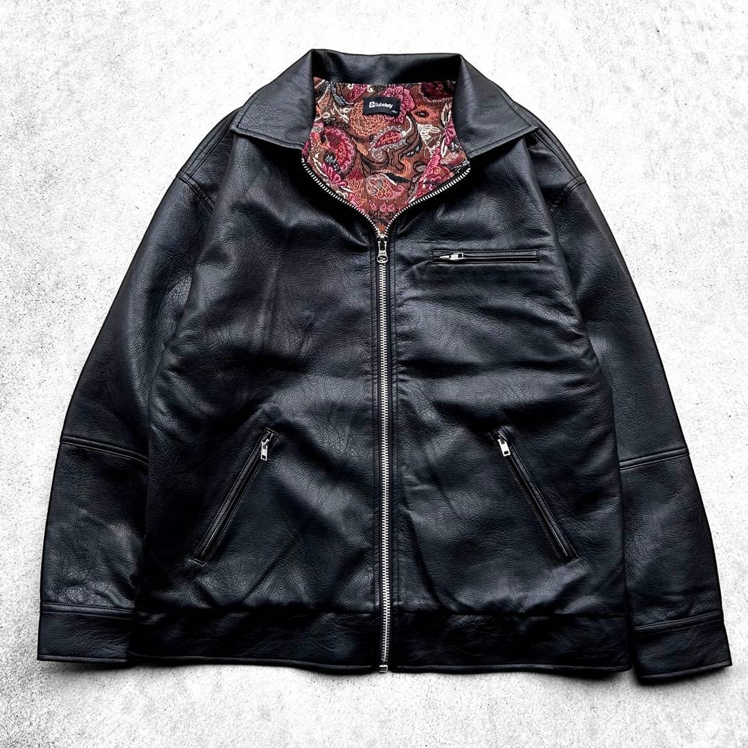 専用！未使用級 最新 Subciety 裏地 ペイズリー柄 レザージャケット