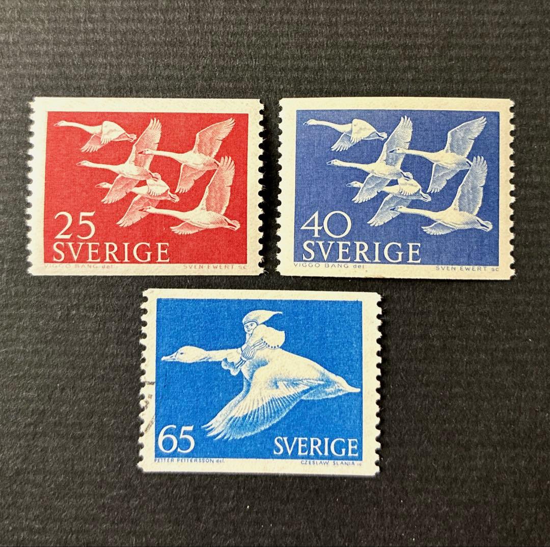 海外切手 未使用と使用済み 外国切手 スウェーデン 鳥デザイン 3種