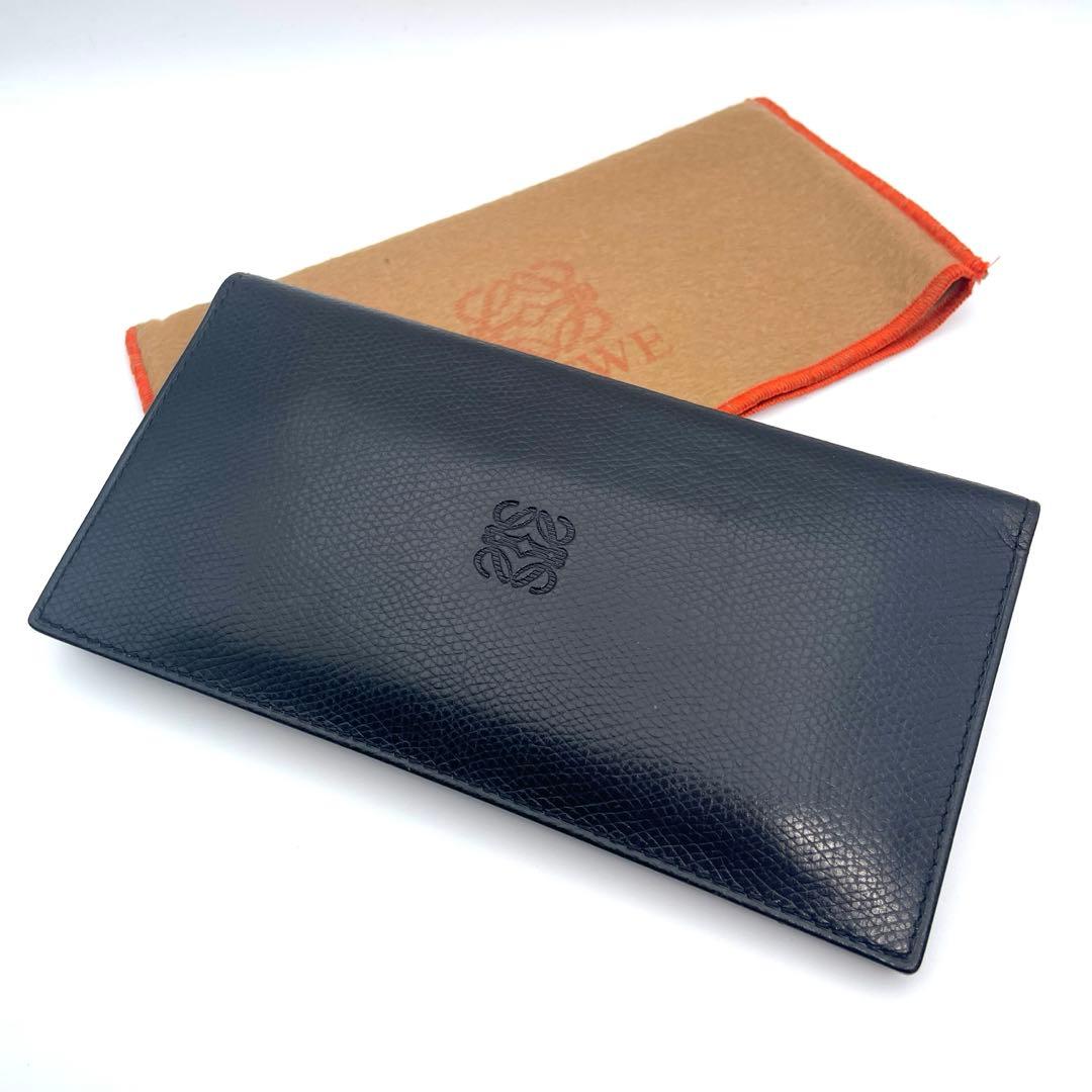 ロエベ　長財布　二つ折り　ブラック　レザー　保管袋付き　スリム