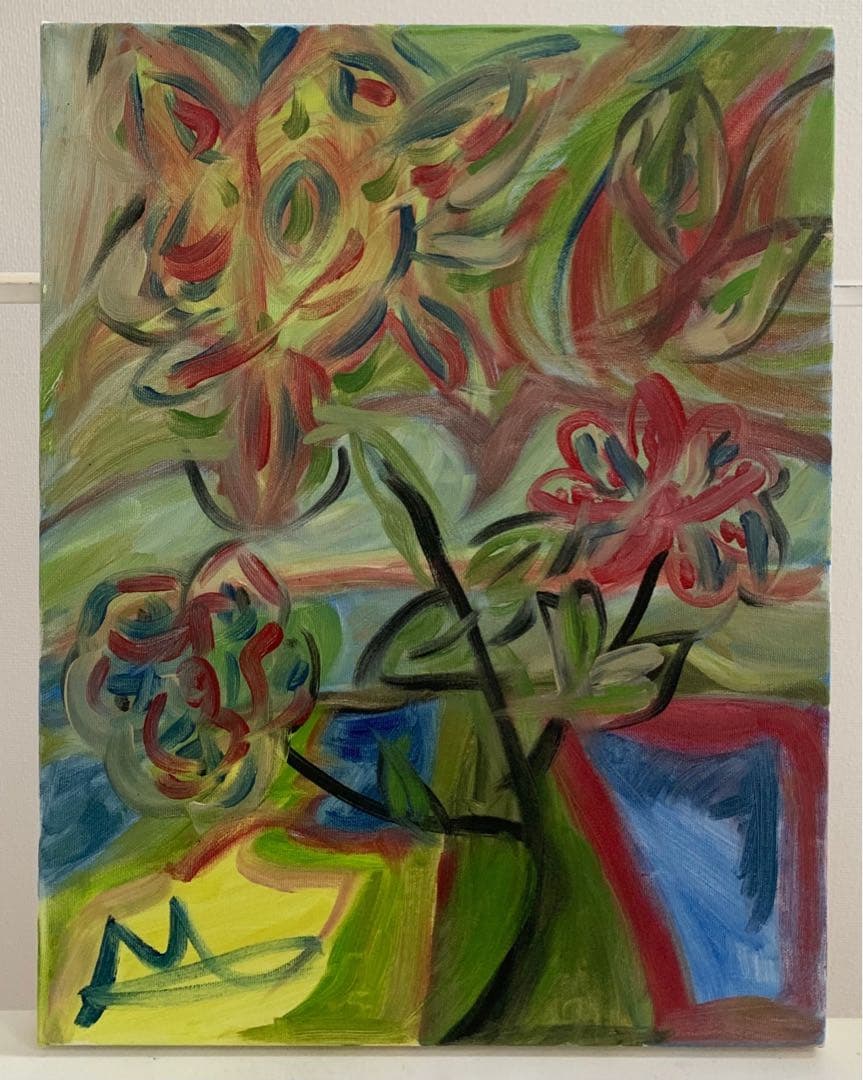 FLOWER 花　油絵アート FLOWER 花 油絵アート 花の油彩画 花 油彩 絵画 絵画 vintage ART Zx