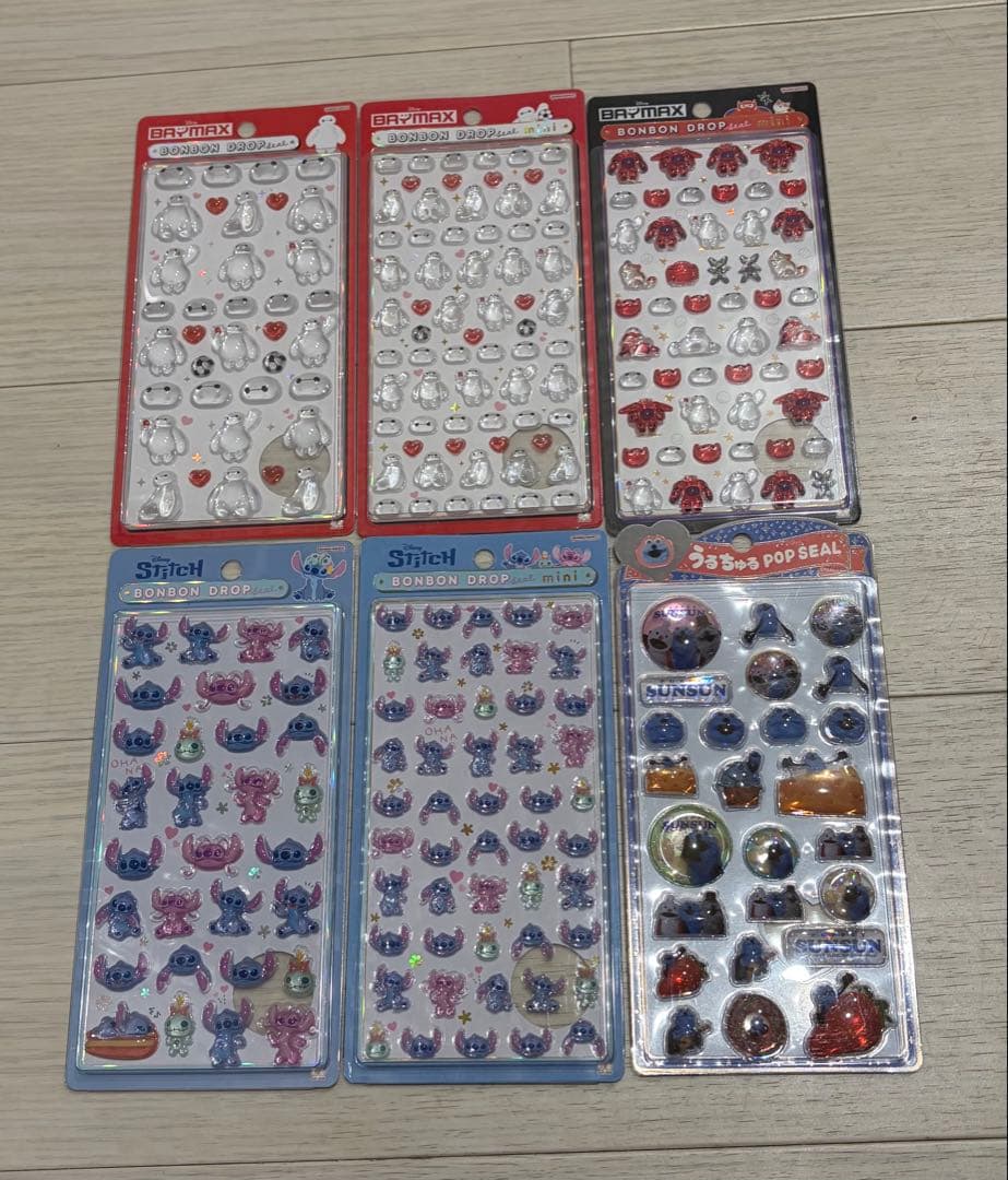 ボンボンドロップシール　ディズニー　ベイマックス　スティッチ　スンスン　正規品