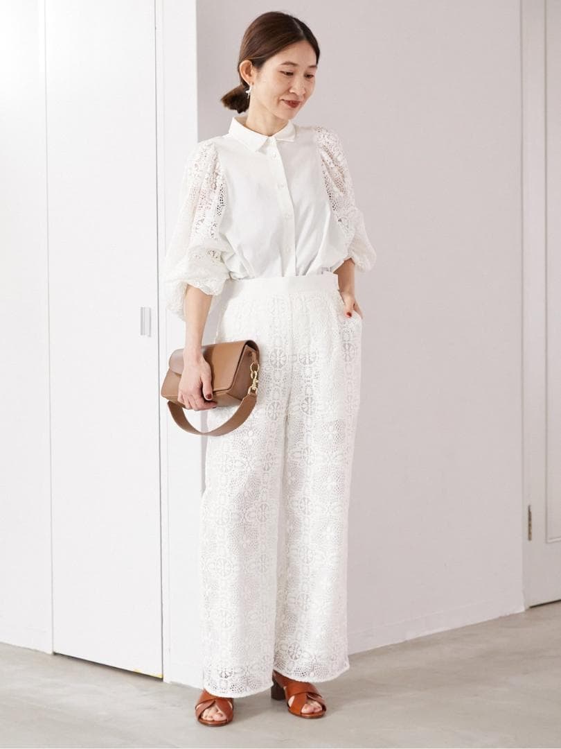 VERMEIL par iena レースコンビ ボリュームスリーブブラウス - メルカリ