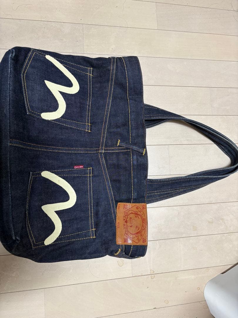 『値下げ2』EVISU ダークデニム トートバッグ