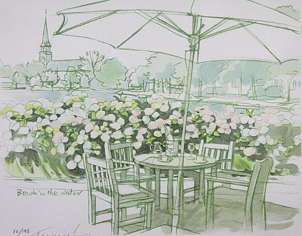 笹倉鉄平 【あじさいのテラス】 リトグラフ