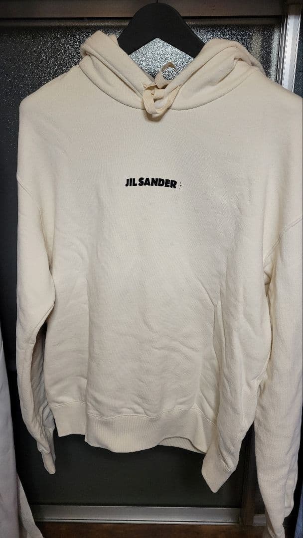 ジルサンダー　ロゴフーディ　パーカー　XLサイズ　クリーム色