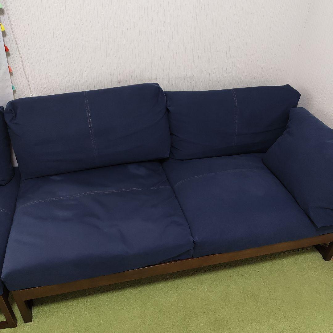 ネイビー布地ソファ 木製フレーム TOCCO 160
