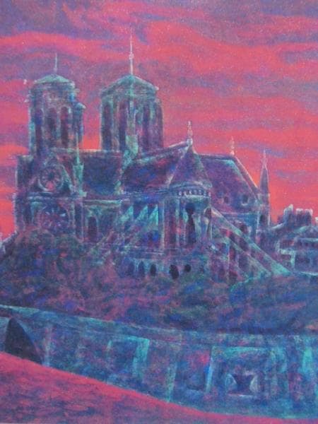 西山 英雄、シテ島の残照、希少大判画集より、高級額装付