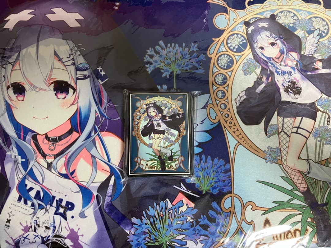 混沌の女神様　ホロライブ　スリーブ　プレイマット　ミュシャ風　天音かなた 混沌の女神様 ホロライブ スリーブ プレイマット ミュシャ風 火威青