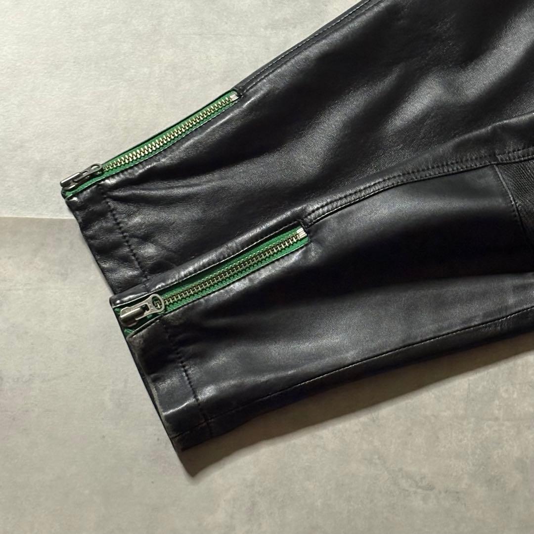 イタリアカラー ワッペン G-STAGE 羊革 短丈 ライダースジャケット L