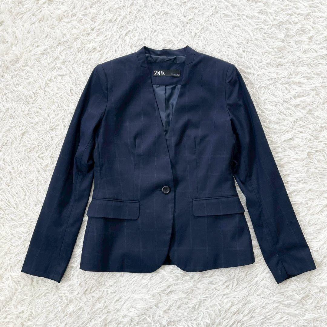 サイズ違い ノーカラー ZARA ザラ チェック パンツスーツ セットアップ