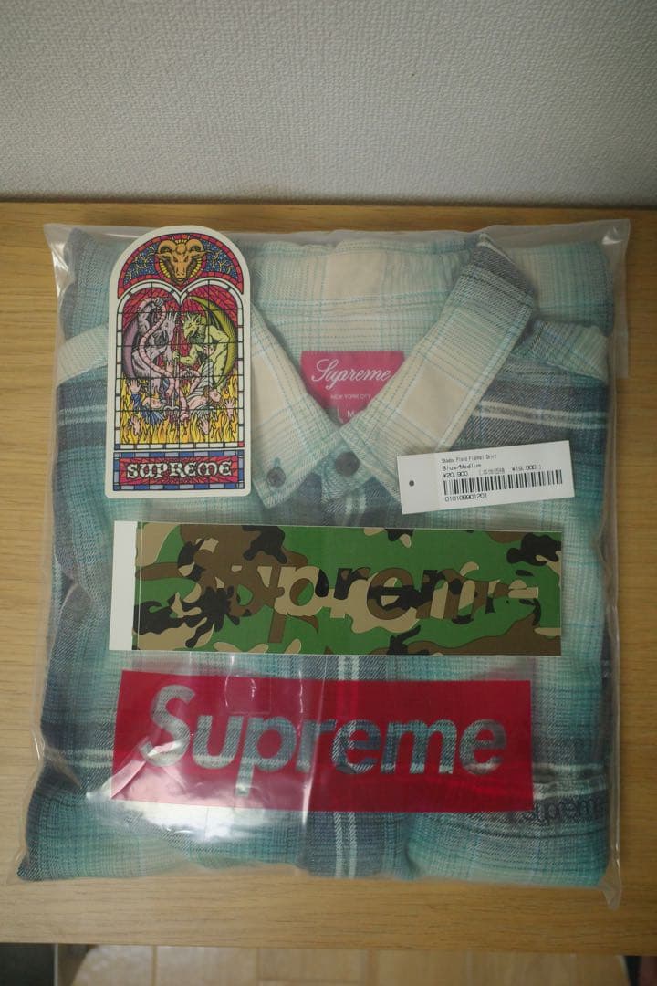 トップス Supreme Shadow Plaid Flannel Shirt blue
