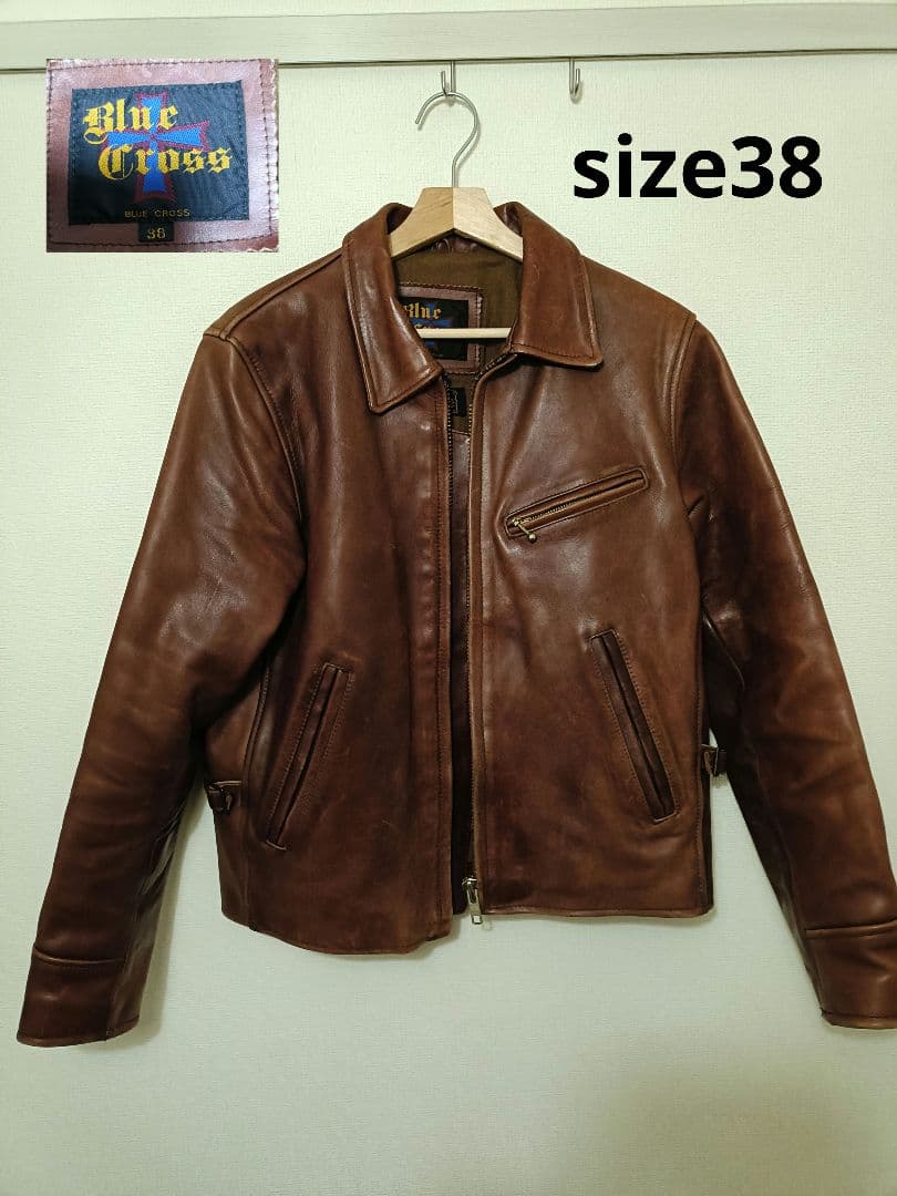 BLUE CROSS ヴィンテージ シングルライダース ブルークロス 本革　38