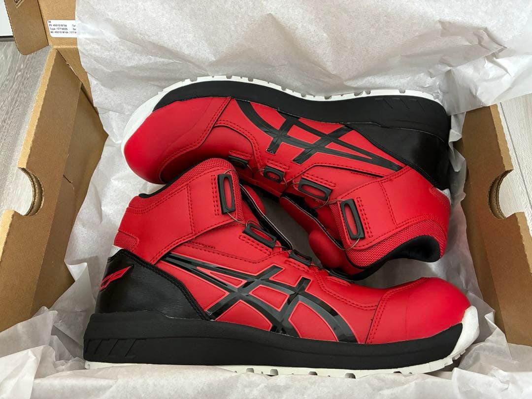 asicsアシックス安全靴 レッド/ブラック