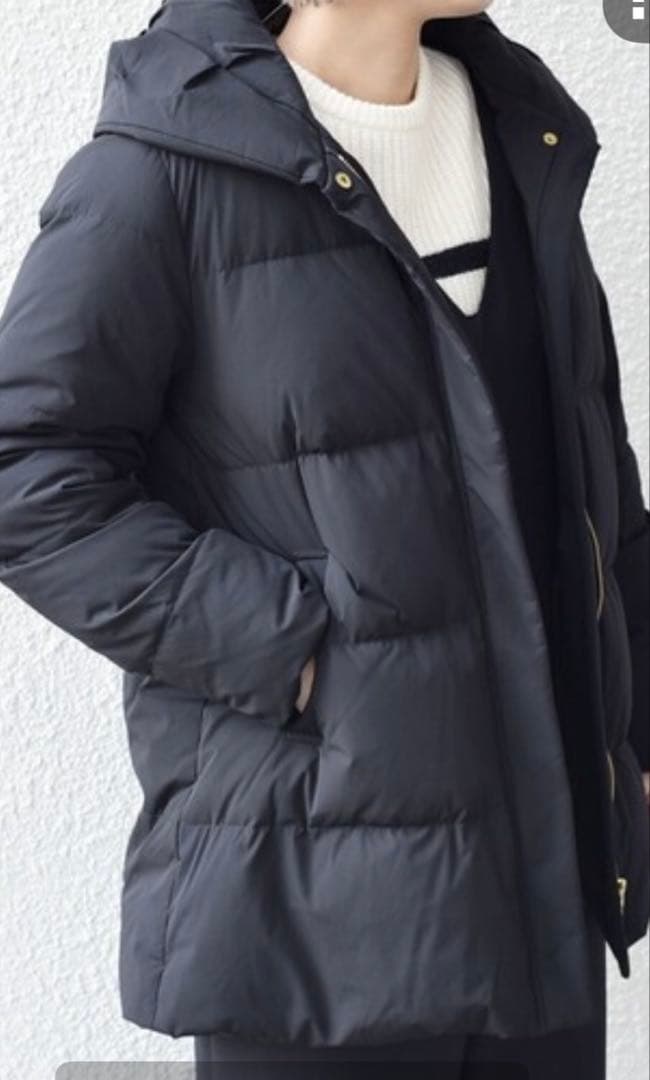 〈みしゅう〉SHIPS ショールカラーミディダウン　Sサイズ　ブラック