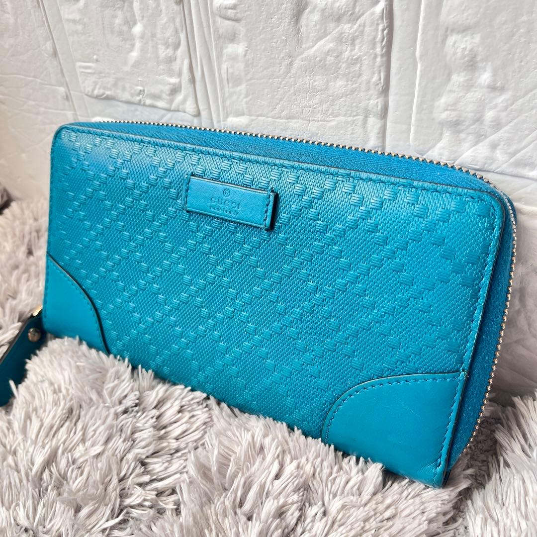 美品✨GUCCI ディアマンテ　ラウンド　財布　レアカラー　ターコイズブルー