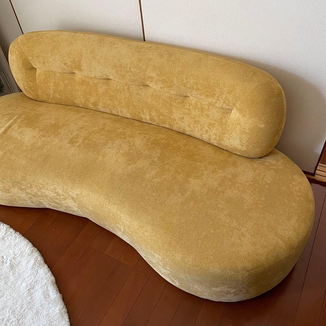 ロータイプ　ソファ 黄色 2.5人 オシャレ マナベインテリアハーツ 美品