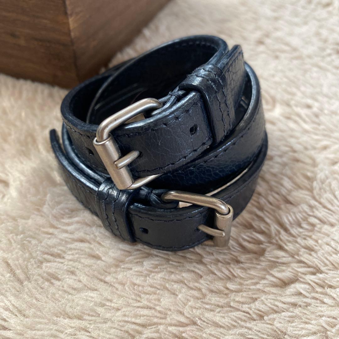 BALENCIAGA ブラックレザーブレスレット