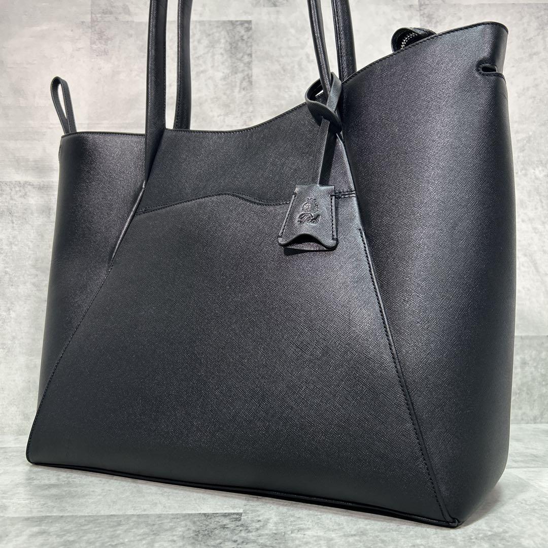 【極美品】PID トートバッグ サフィアーノレザー ブラック 大容量 自立 舟型
