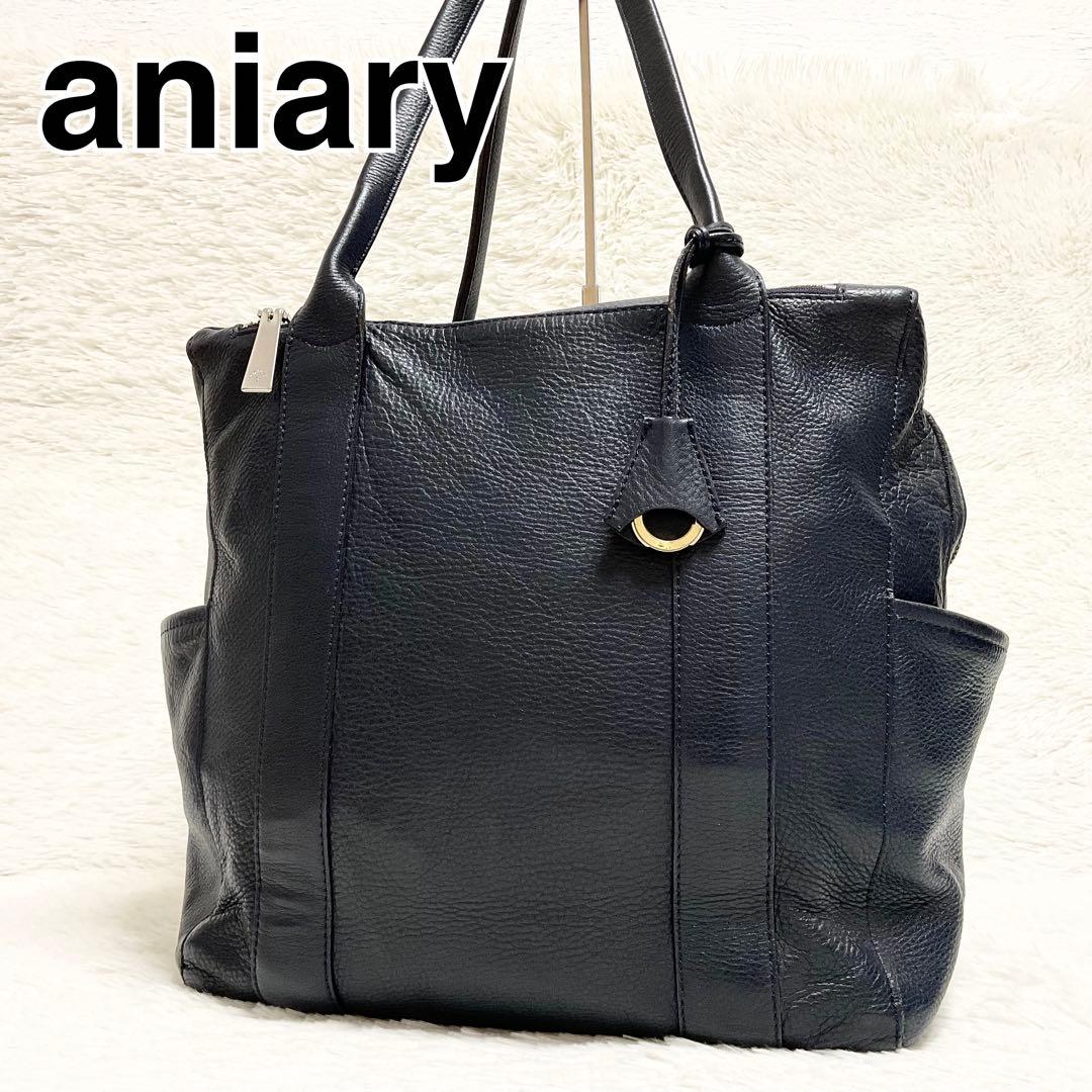 極美品 アニアリ シュリンクレザー トートバッグ スクエア A4可 aniary