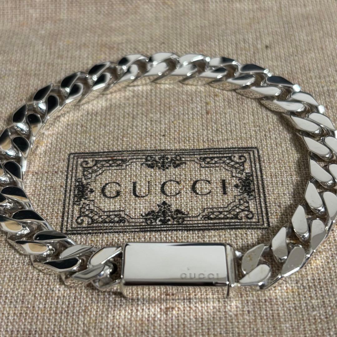 GUCCI 新品同様品　シルバーブレスレット刻印　21 喜平チェーン　付属品
