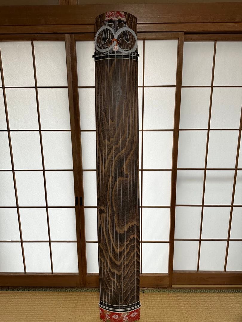 木製ダークブラウン筝 13弦 金箔装飾