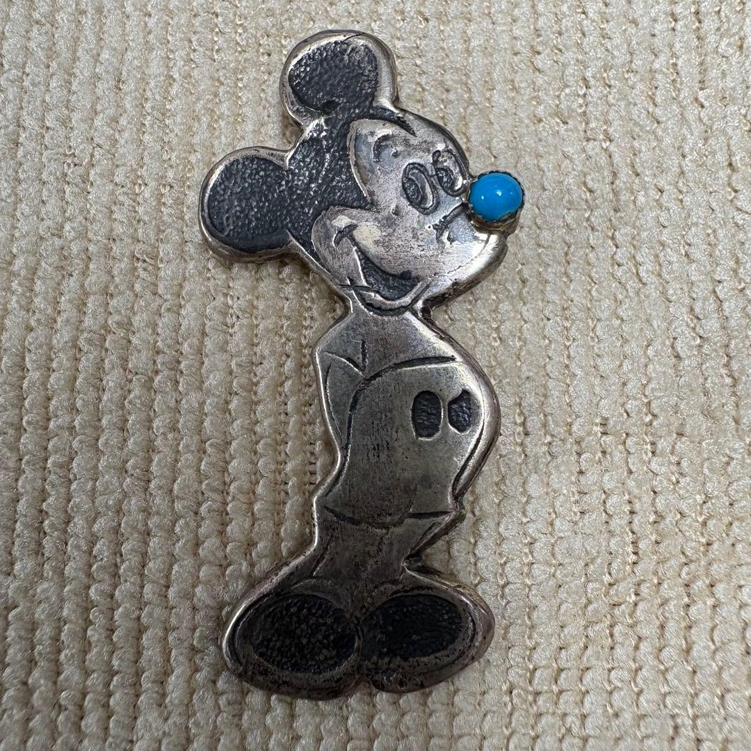 ミッキーマウス　ヴィンテージ　ペンダント　ブローチ　ディズニー　ターコイズ　②