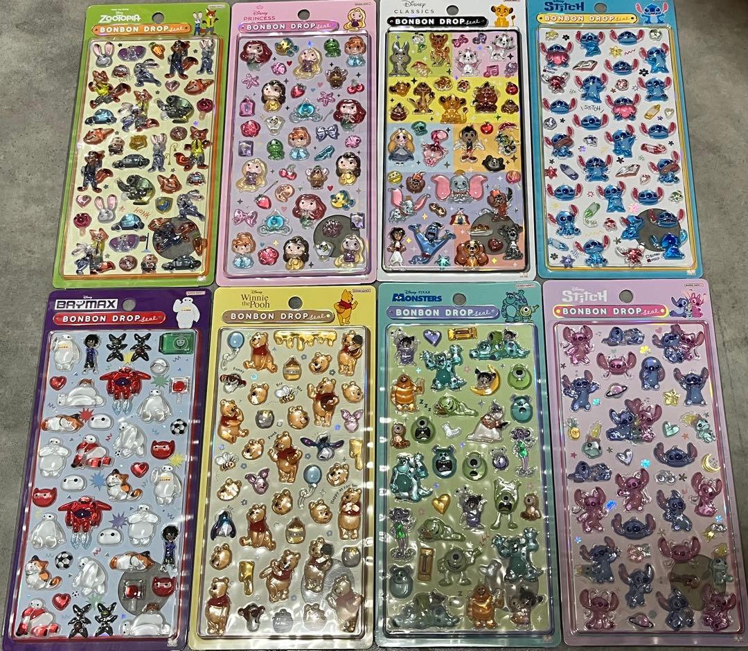 ボンボンドロップシール 正規品　ディズニー　8枚セット 楽天市場】サンスター文具 ボンボンドロップシール ディズニー 立体