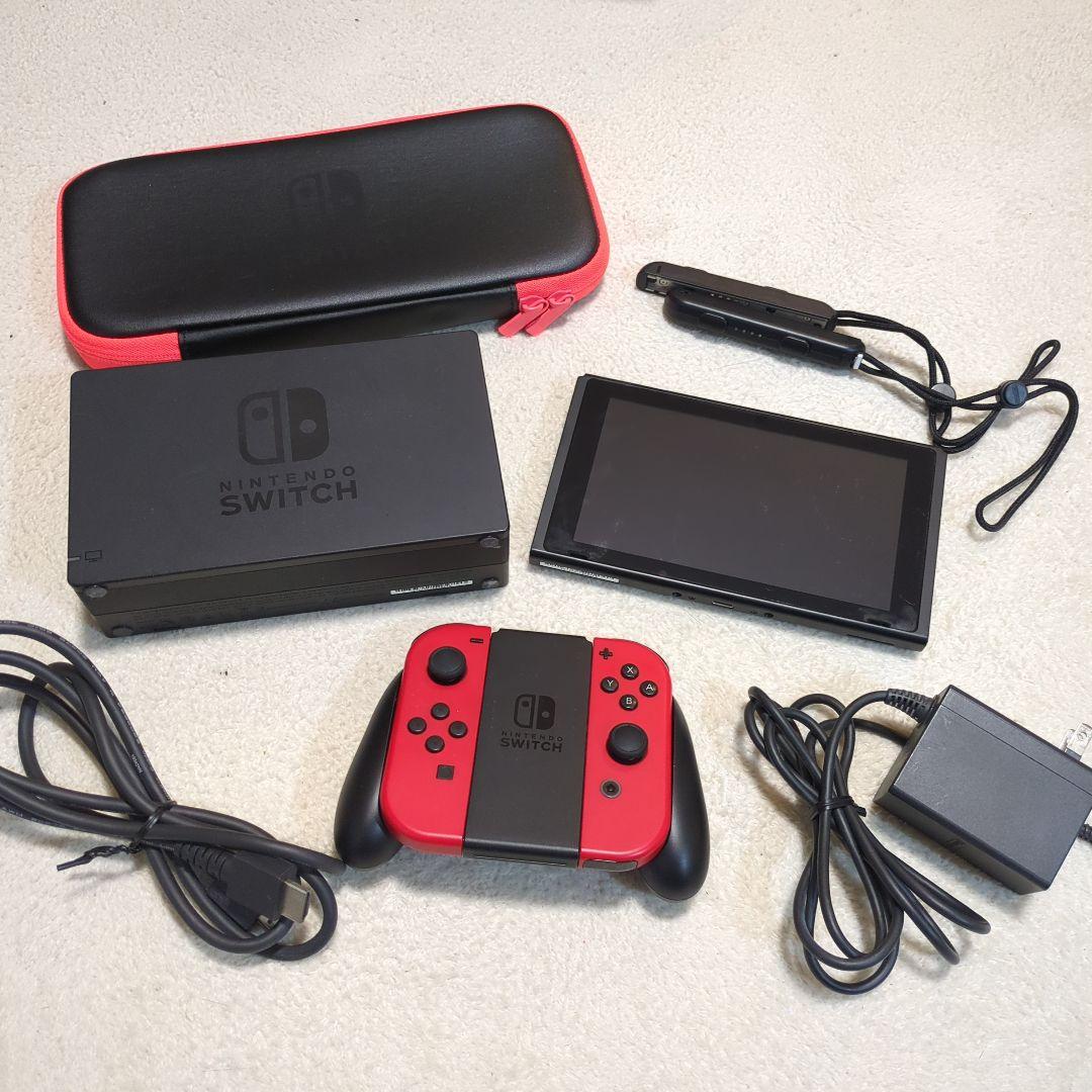 【動作確認済み】Nintendo Switch 本体 赤/黒 充電器付き 箱無し