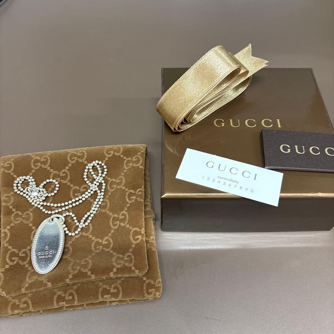 GUCCI ドッグタグ プレート ネックレス シルバー925 GUCCI（グッチ） ネックレス ドッグタグ ダブルプレート ボール