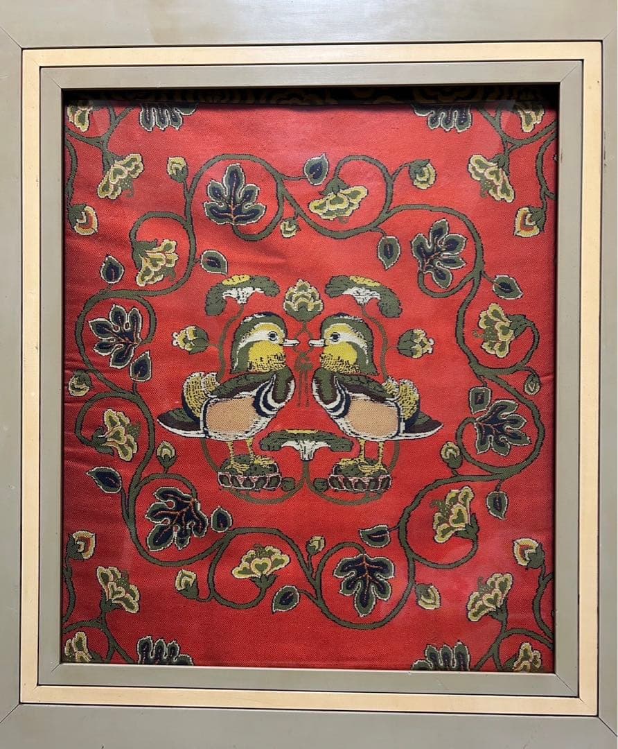 #値下げ⭐️掛額　御物赤地鴛鴦唐草文錦　龍村美術織物　西銀座やたや