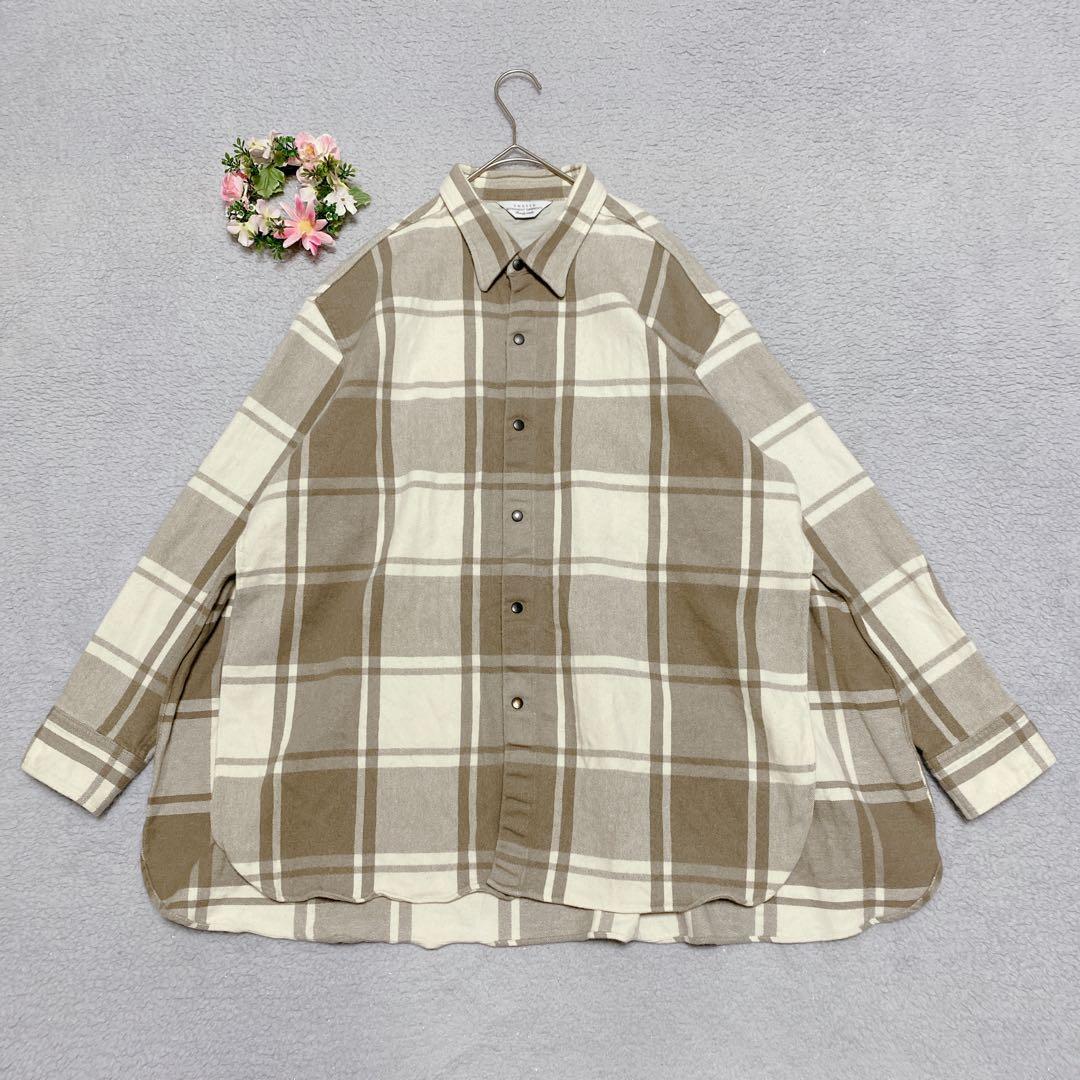 【アンユーズド】オーバーサイズ チェック スリット シャツ ウール コットン 3 セール】 コットンフランネル チェックシャツ （シャツ・ブラウス